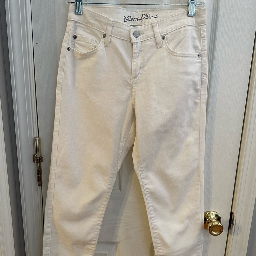 Universal thread, white long pants‎ fringe  Mid rise size 00/24 R  #p1001